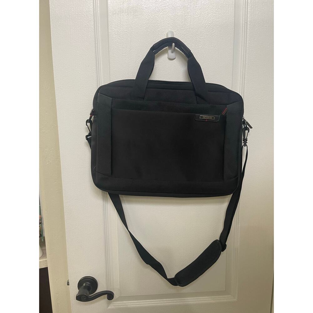 Samsonite slim black nylon and neoprene laptop bag